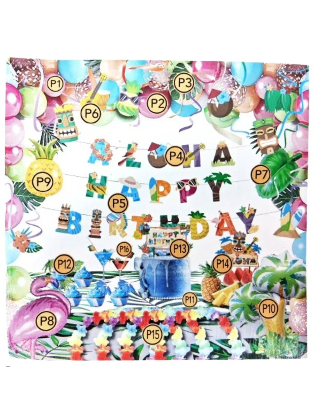 Hawaiian Luau Birthday Party Decorations Kit Tropical 117 Piece